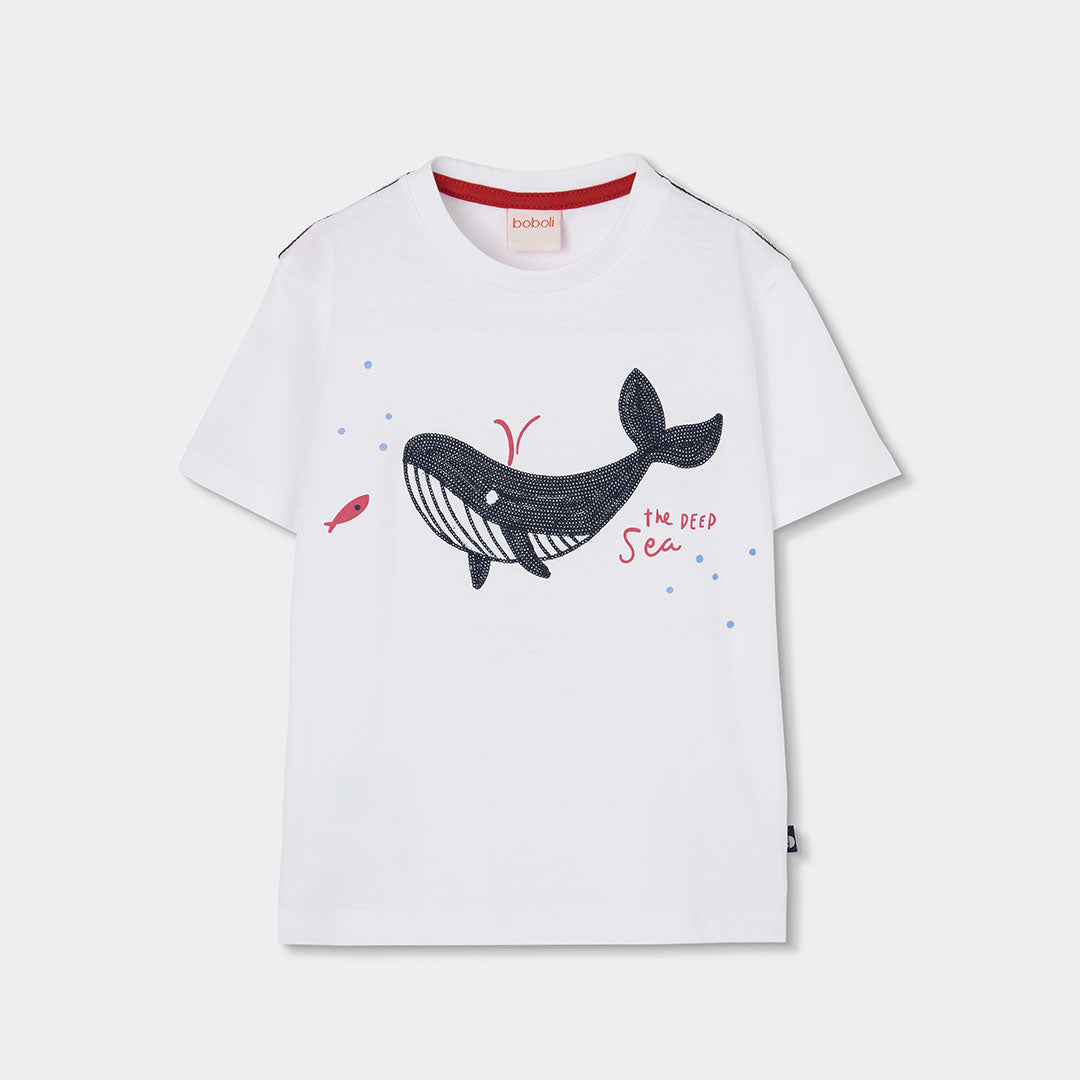 T-shirt de la ligne Vêtements Enfant Boboli, uni avec une baleine brodée au centre.
Composizione:...