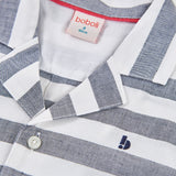 Camicia lino a righe - BOBOLI - Colore: Blu - Stagione: Primavera-Estate