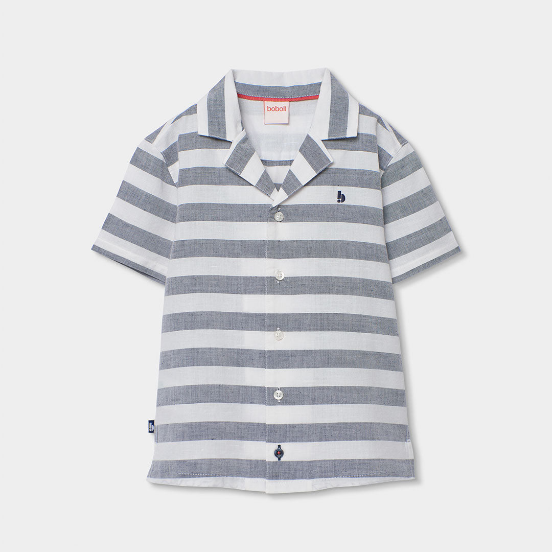 Chemise de la ligne de vêtements enfant Boboli, à manches courtes avec col tailleur et motif à ra...