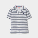Camicia lino a righe - BOBOLI - Colore: Blu - Stagione: Primavera-Estate