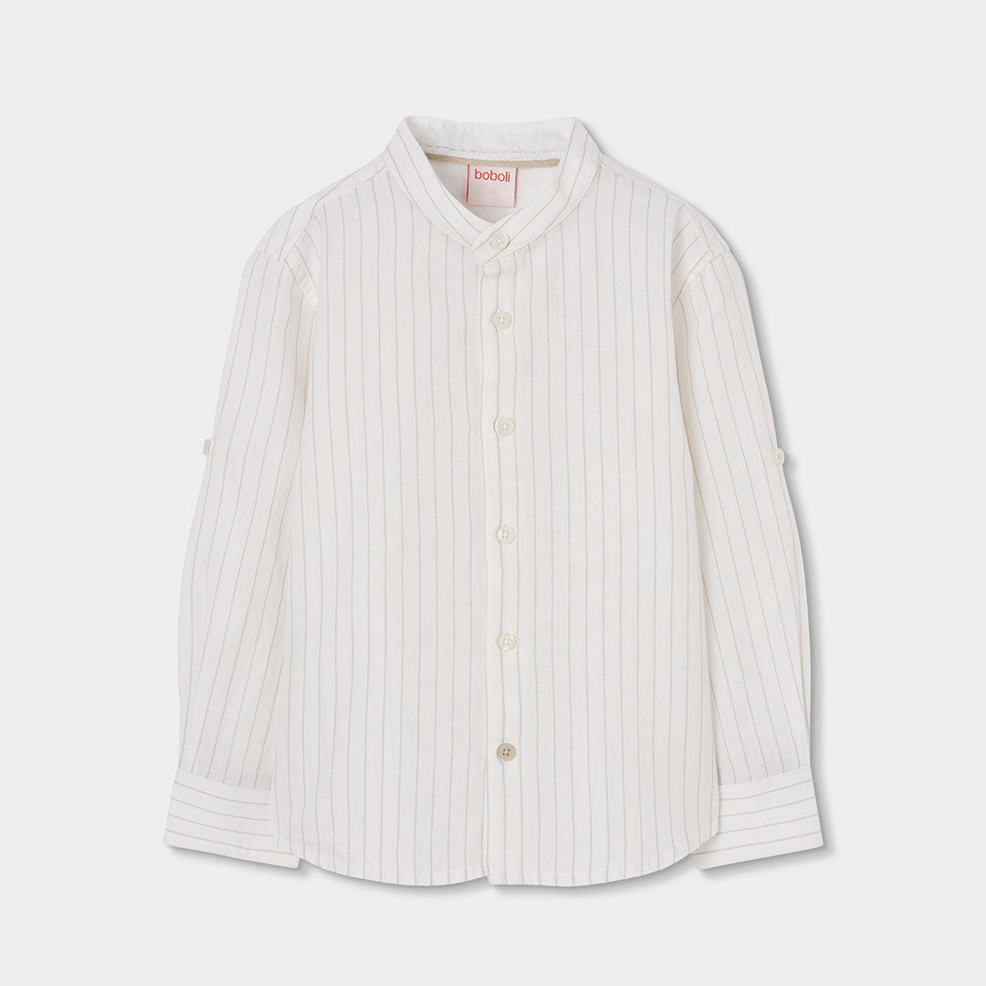Chemise en lin de la Ligne Abbigliamento Bambino Boboli, à micro-rayures et col mao.
Composition:...