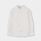 Camicia lino a righe - BOBOLI - Colore: Bianco - Stagione: Primavera-Estate