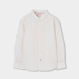 Camicia lino a righe - BOBOLI - Colore: Bianco - Stagione: Primavera-Estate