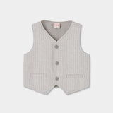 Gilet lino a righe - BOBOLI - Colore: Grigio - Stagione: Primavera-Estate