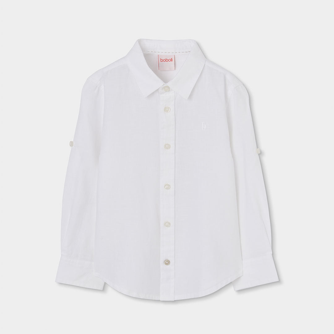 Linen shirt from the Children's Clothing Line Boboli, with a classic design and buttons on the sl...