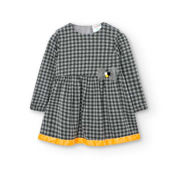 Robe à carreaux de la Ligne Vêtements Fille Boboli, avec bordure en velours en bas et boutonnage ...