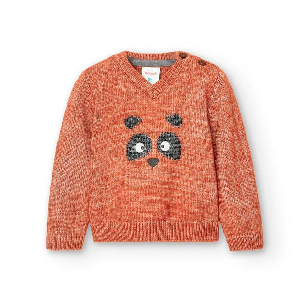 Maglione de la Ligne Vêtements Enfant Boboli, avec col en V et motif sur le devant et les coudes ...