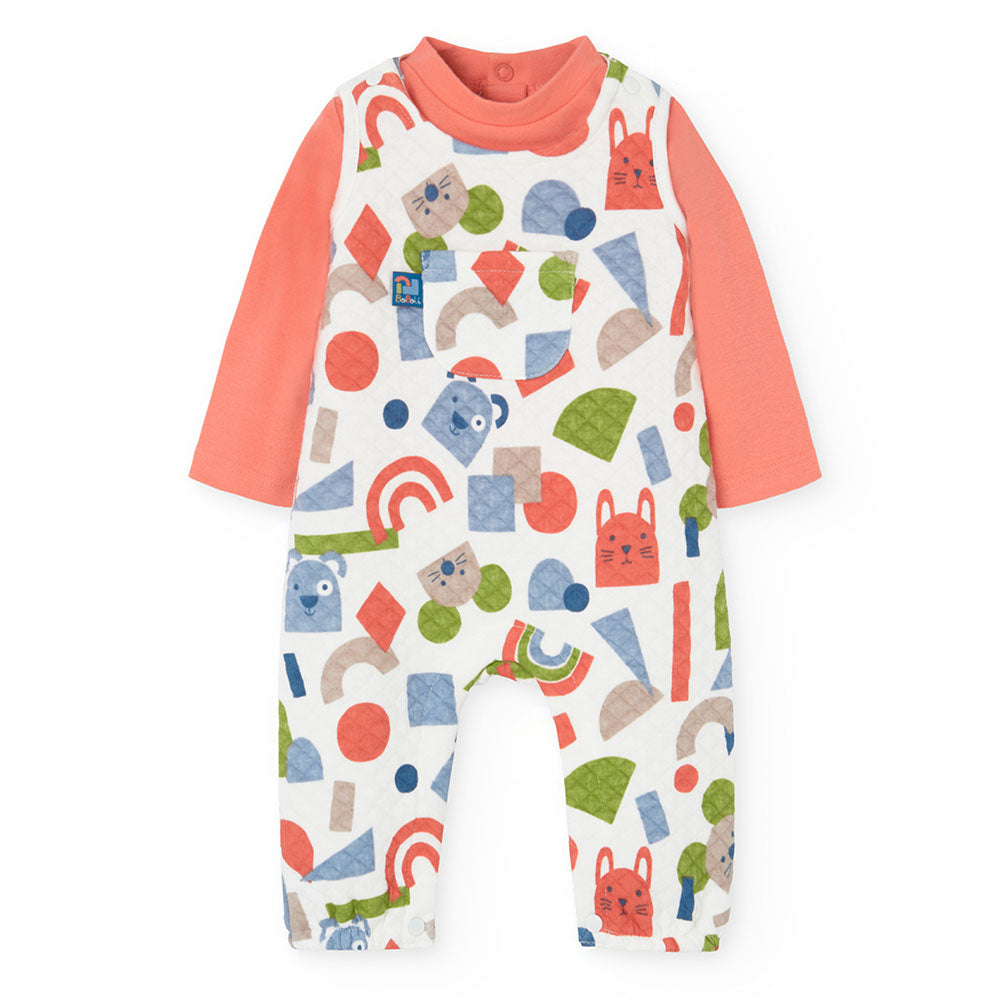 Salopette de la Ligne Vêtements Enfant Boboli, matelassée avec motif multicolore et t-shirt assor...