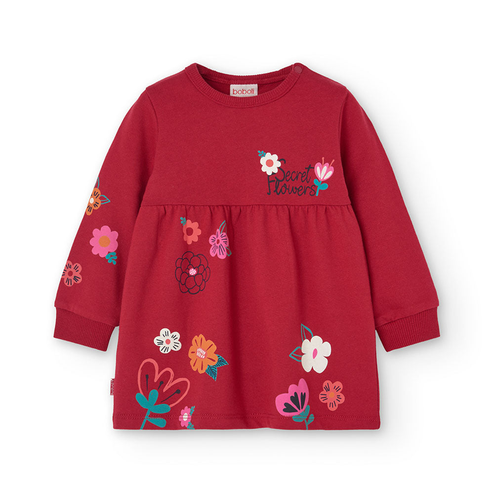 Robe en molleton de la Ligne Vêtements Fille Boboli, avec une coupe à la taille et de petites imp...