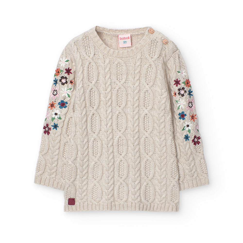 Robe en maille de la Ligne Vêtements Fille Boboli, avec un travail en torsades et des petits bout...