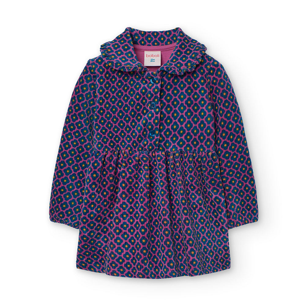 Robe de la Ligne Vêtements Fille Boboli, en velours côtelé micro avec col chemise et motif à peti...