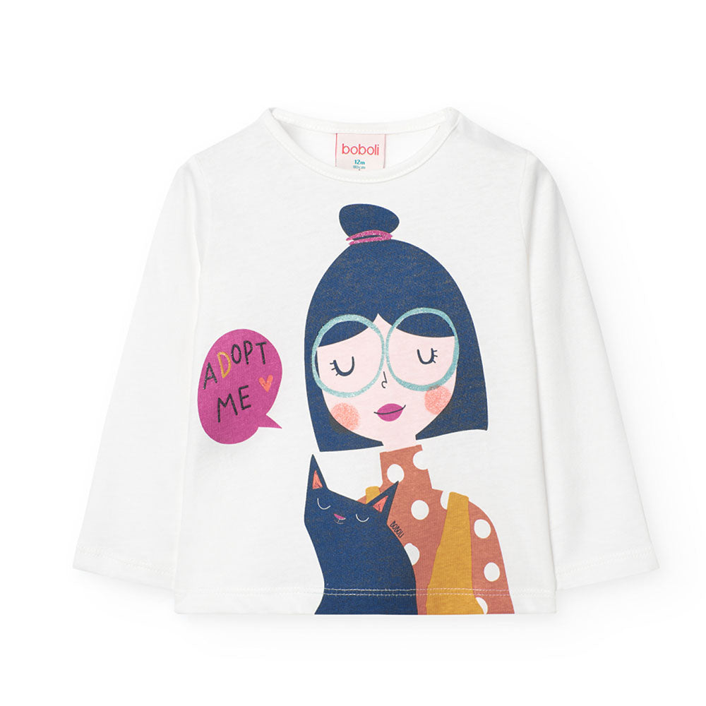 T-shirt de la Ligne Vêtements Fille Boboli, avec impression colorée sur le devant, à manches long...