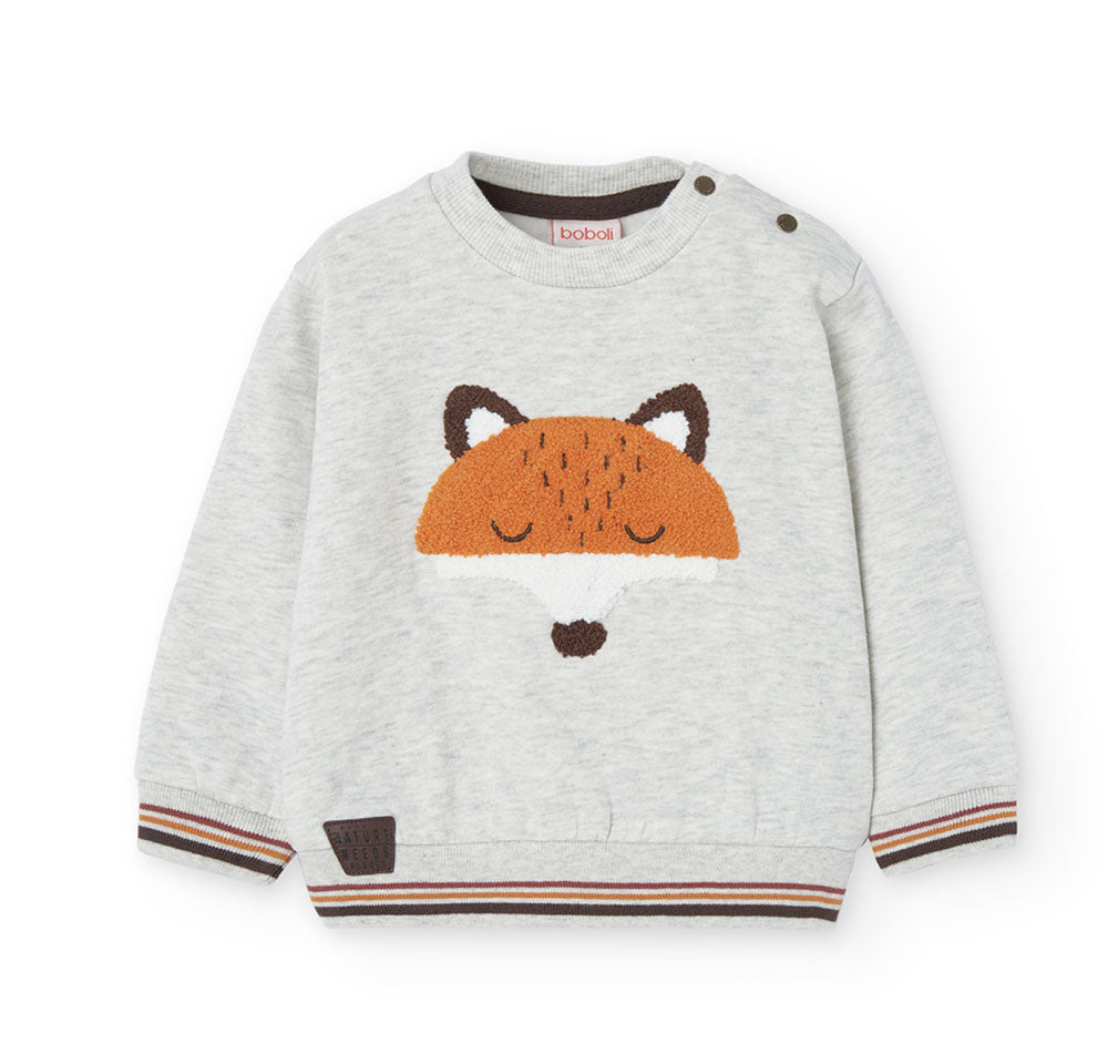 Sweat-shirt de la Ligne Vêtements Enfant Boboli, avec sur le devant une application en laine en f...