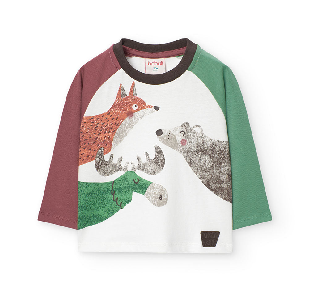 Maglietta à manches longues de la Ligne Vêtements Enfant Boboli, avec impression sur le devant et...