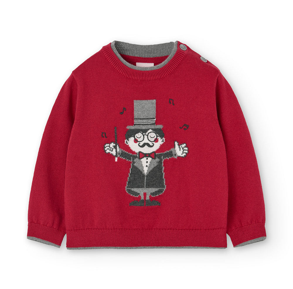 Pull fin de la ligne Vêtements Enfant Boboli, avec broderie sur le devant et finitions contrastée...