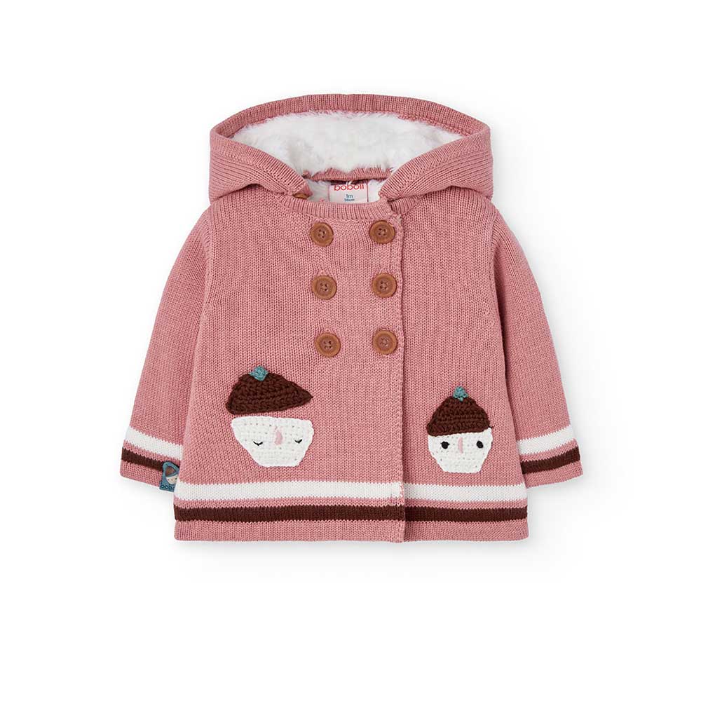 Cardigan à double boutonnage, de la Ligne Vêtements Fille Boboli, avec capuche amovible et doublu...