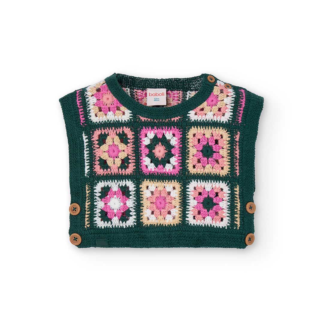 Vest, from the Girls' Clothing Line Boboli, with multicolored check knitwork.

Composition: 90% c...