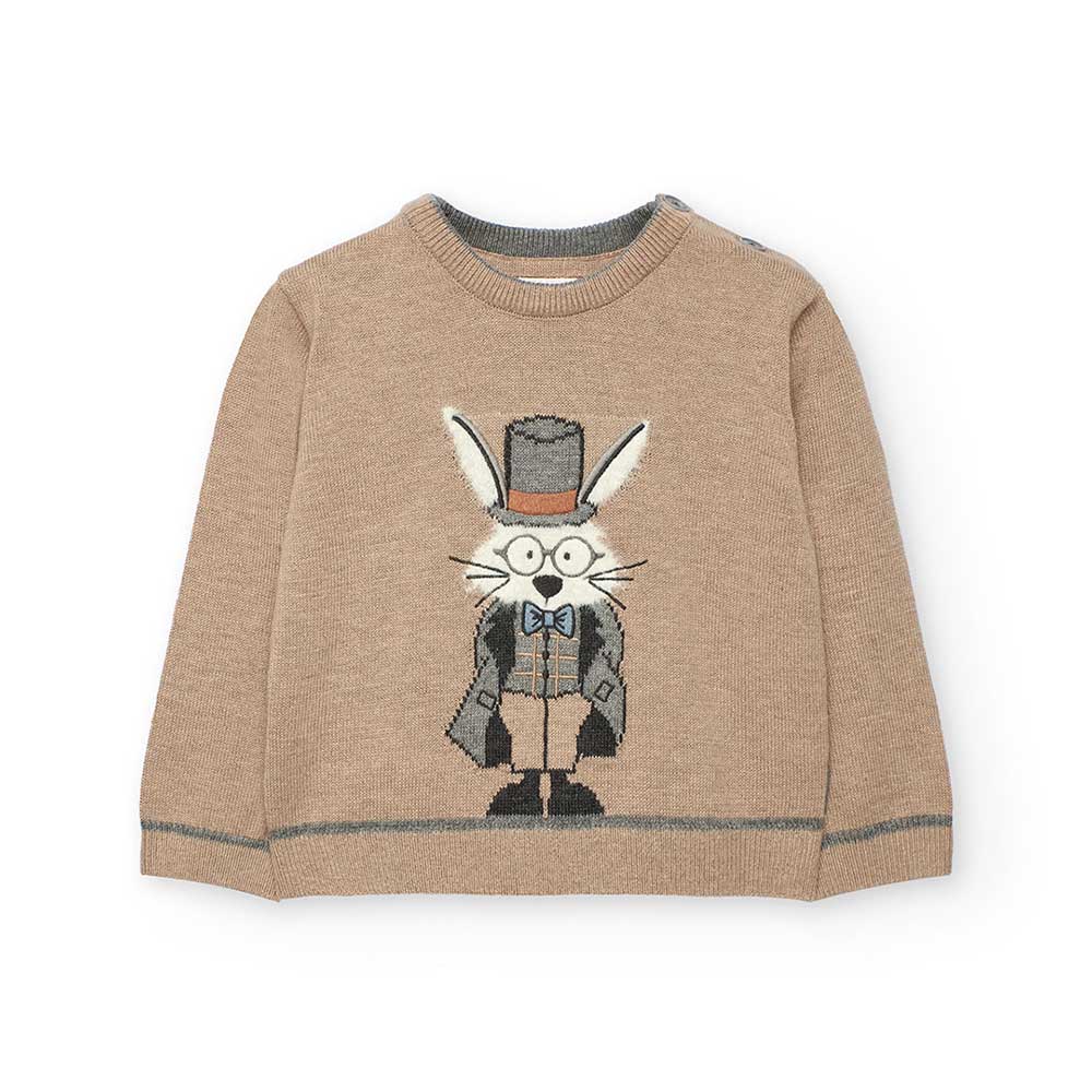 Sweater from the Children's Clothing Line Boboli, with an embroidered rabbit on the front and bac...