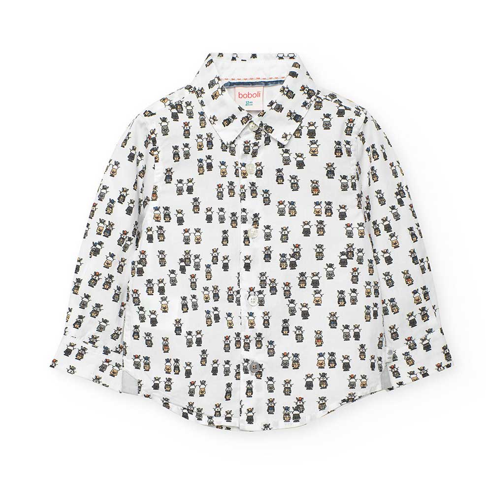 Chemise à manches longues de la ligne Vêtements Enfant Boboli, avec micro-motif sur toute la surf...
