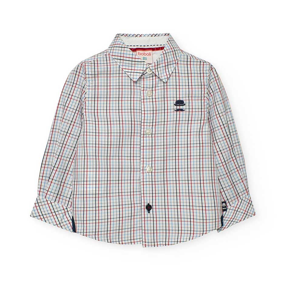 Chemise à manches longues de la ligne Vêtements Enfant Boboli, avec motif à carreaux multicolores...