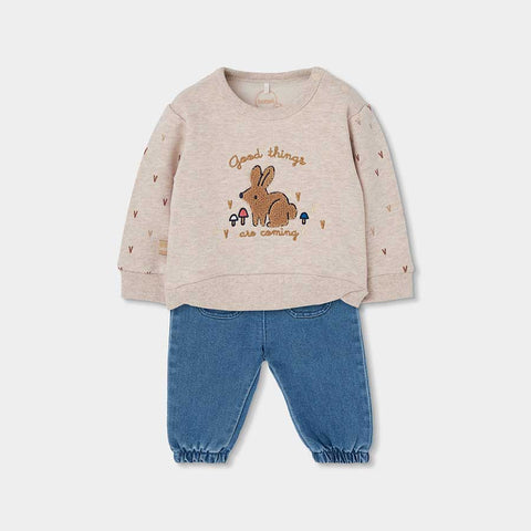 SWEAT À BRODERIES ET PANTALON EN JEAN