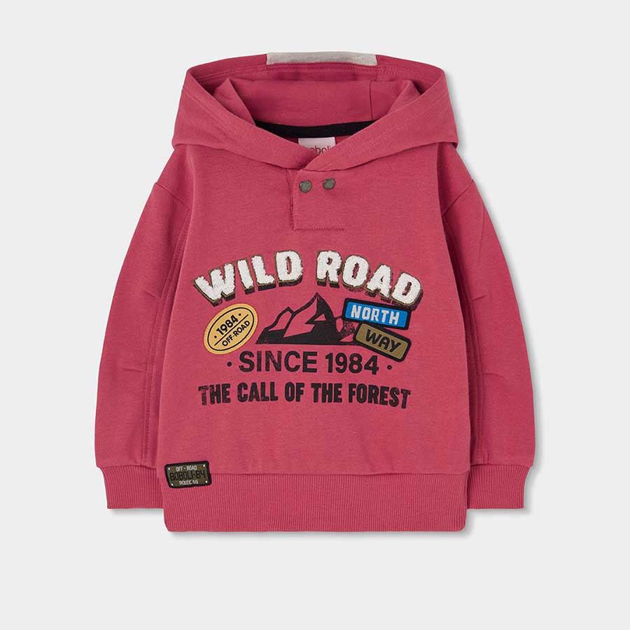 Ce sweat à capuche dans une teinte rouge chaleureuse est idéal pour accompagner votre enfant dans...
