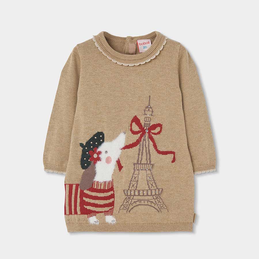 Accueillez l'automne et l'hiver avec cette jolie robe en maille signée Boboli. Le motif représent...