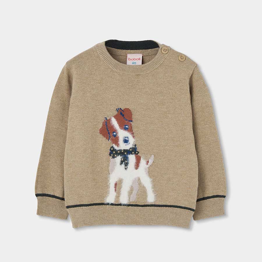 Scopri il maglione con morbido motivo cane, perfetto per tenere caldo il tuo bambino nelle fredde...