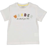 T-shirt bianca con ricami colorati 'WANDER' per bambino.
