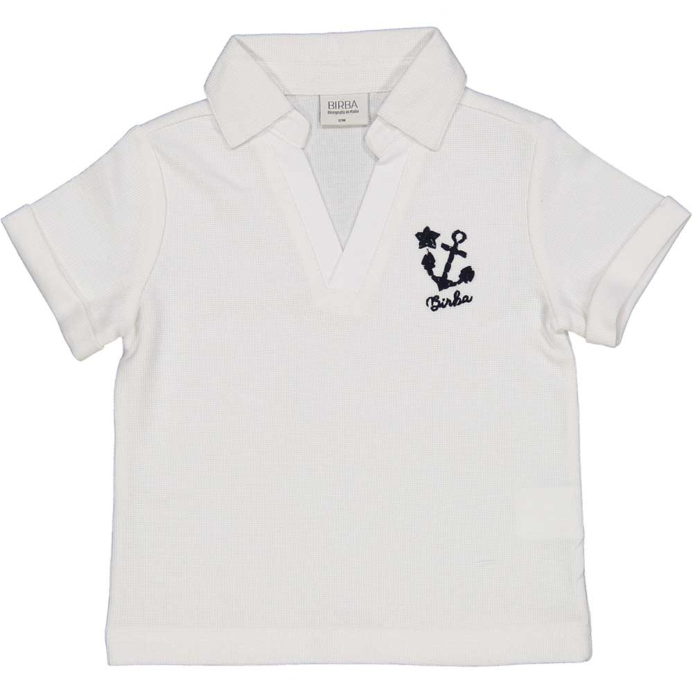Polo de la Ligne Vêtements Enfant Birba en piqué, avec une petite ancre brodée sur un côté.Compos...