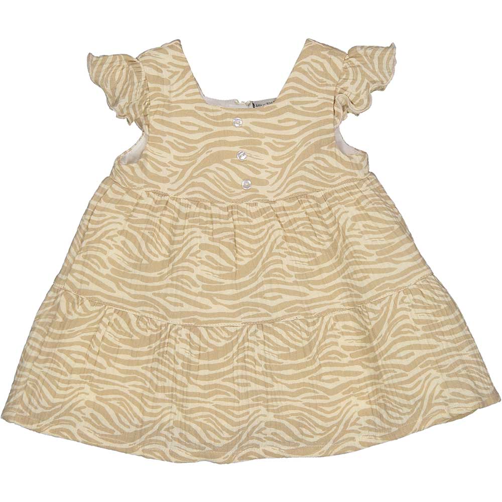 
Dress from the Birba girls' clothing line in crepe fabric with wide skirt, curls on the straps a...