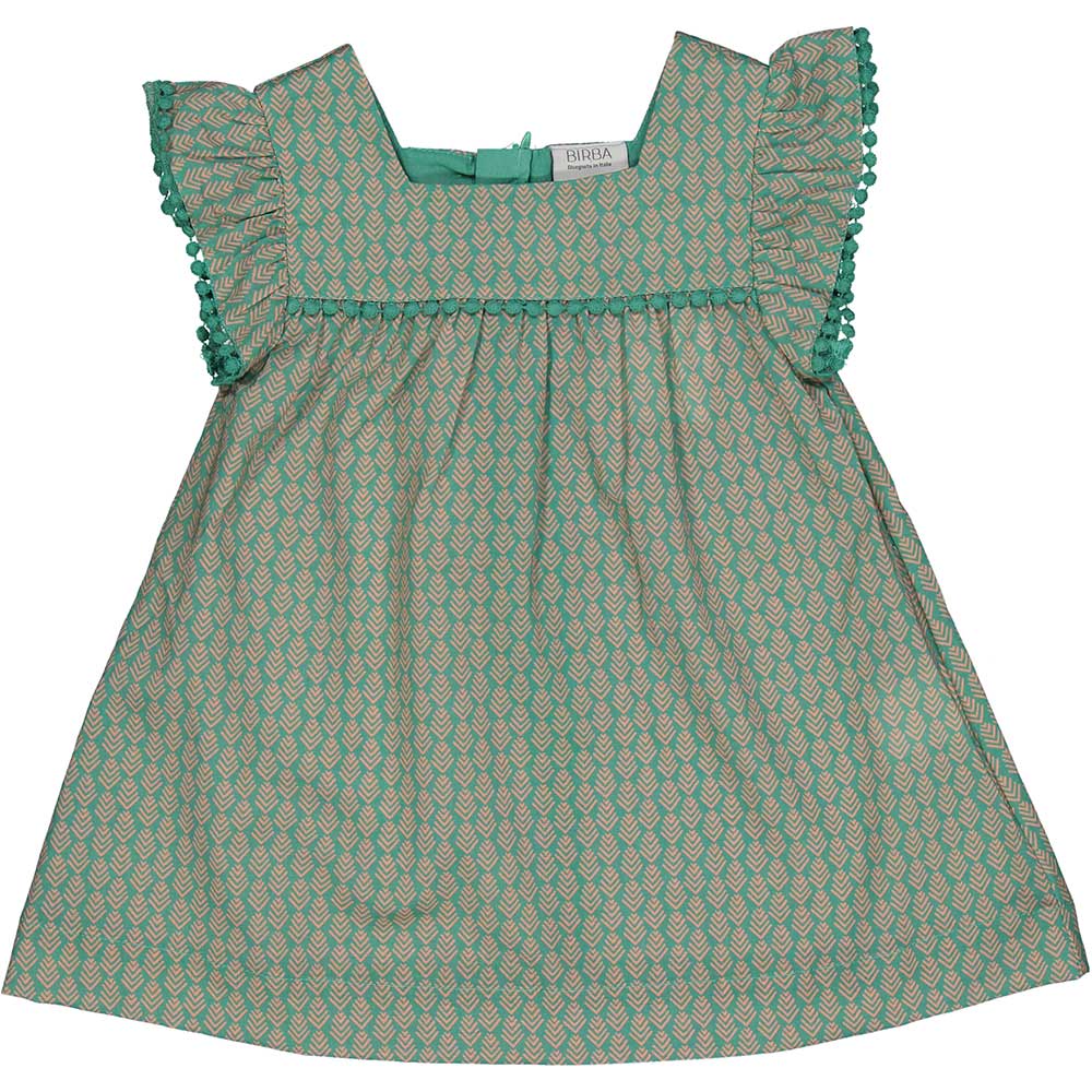 Dress from the Birba Girls' Clothing Line, in light fabric with an all-over geometric pattern and...