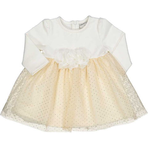 ROBE M/L SWEAT-STRETCH GRATTÉE ET SME ET TULLE LAMINÉ