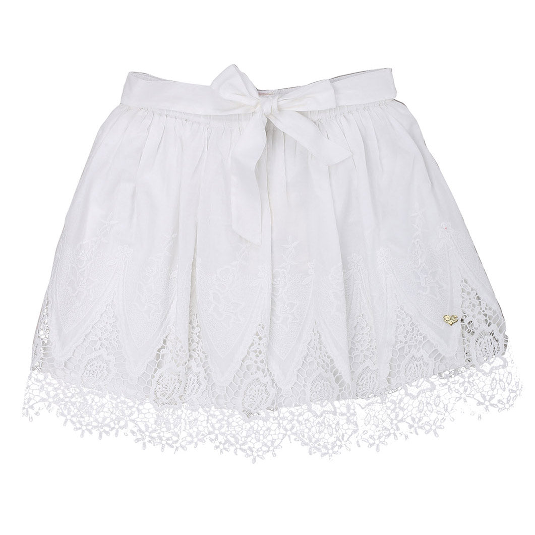 Jupe élégante de la ligne de vêtements pour fille Fracomina Mini, avec dentelle au bas et ceintur...