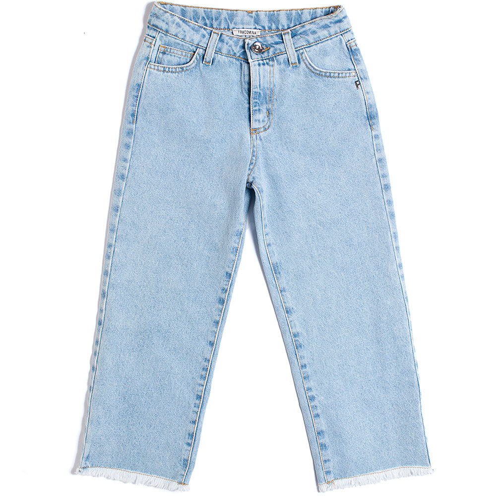 Jeans de la ligne Vêtements Fille Fracomina, modèle large, avec taille réglable et tissu effiloch...