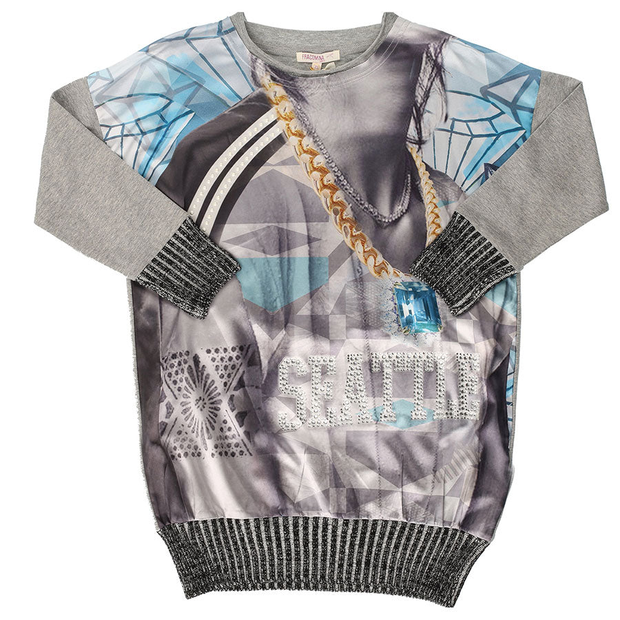 Maxi T-shirt de la ligne vêtements fille Fracomina Mini, avec impression multicolore
  sur le dev...