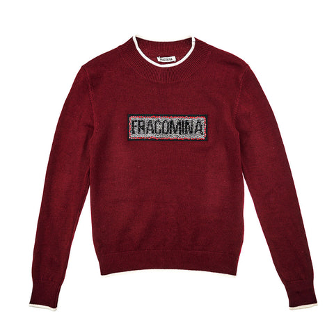 PULL TURTLENECK PATCH BORDEAU - FRACOMINA - Sesso: Bambina - Colore: Bordeaux - Stagione: Autunno-Inverno
