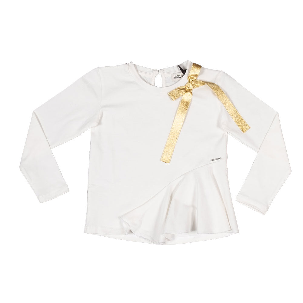 Maglietta de la Ligne Vêtements Fille Fracomina, avec un ruban doré appliqué sur un côté.
Composi...