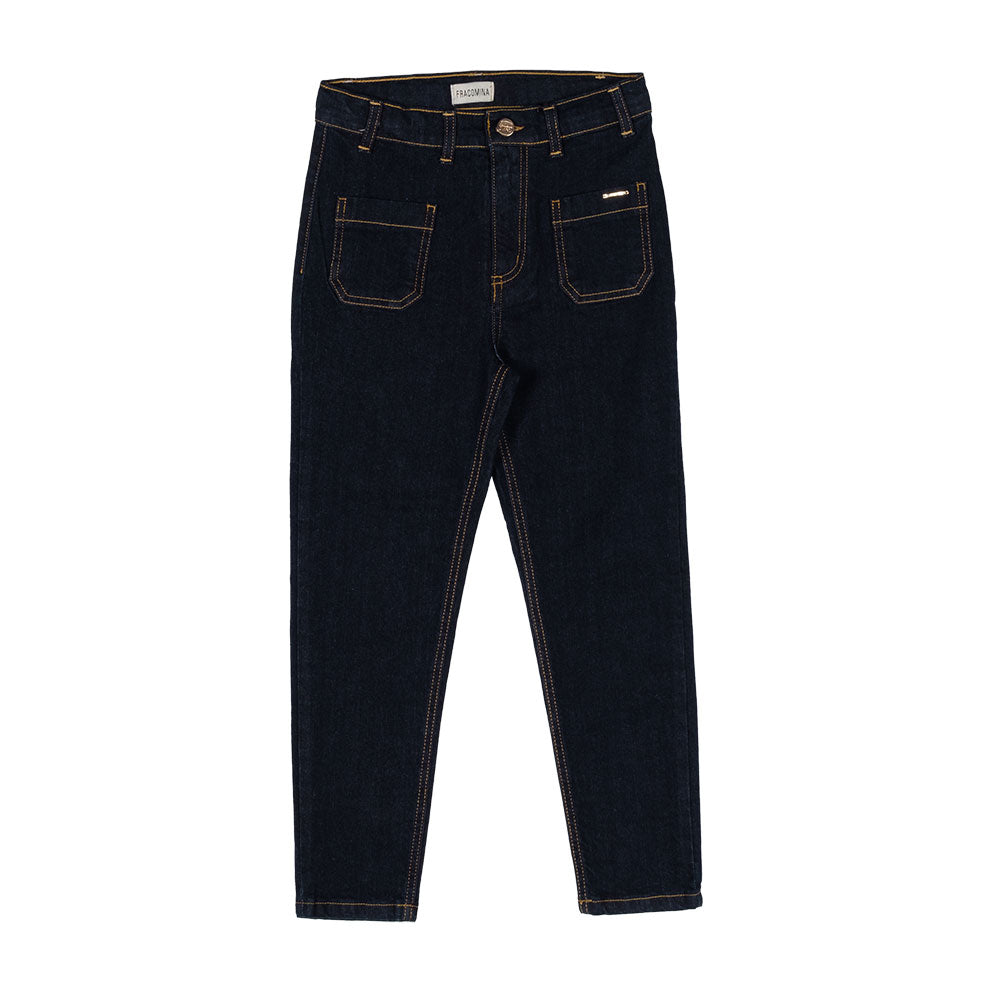Pantalon en denim de la Ligne Vêtements Fille Fracomina, avec un modèle large, poches à l'avant e...