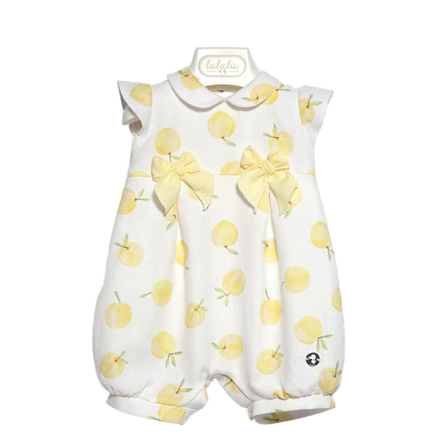 
Combinaison
  fille, manches à volant, 100 % coton imprimé. Application de deux nœuds sur
  la p...