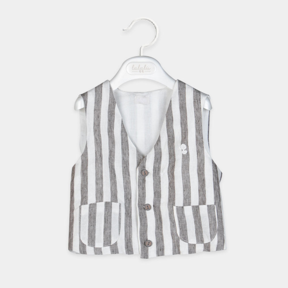 Gilet à rayures de la Ligne Vêtements Enfant Lalalù, avec petites poches à l'avant et martingale ...