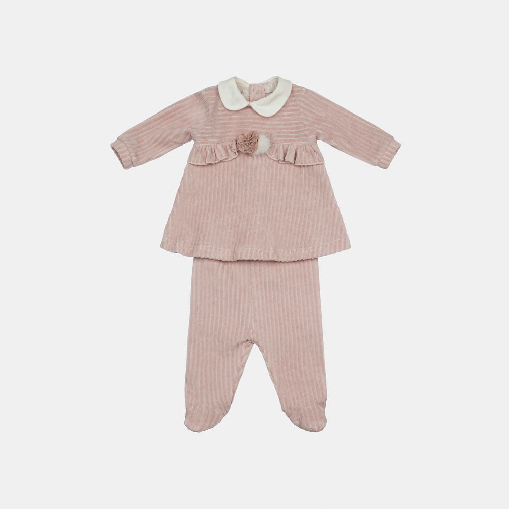 Ensemble en velours côtelé de la Ligne Vêtements Fille Lalalù, à larges côtes, avec col en tissu ...
