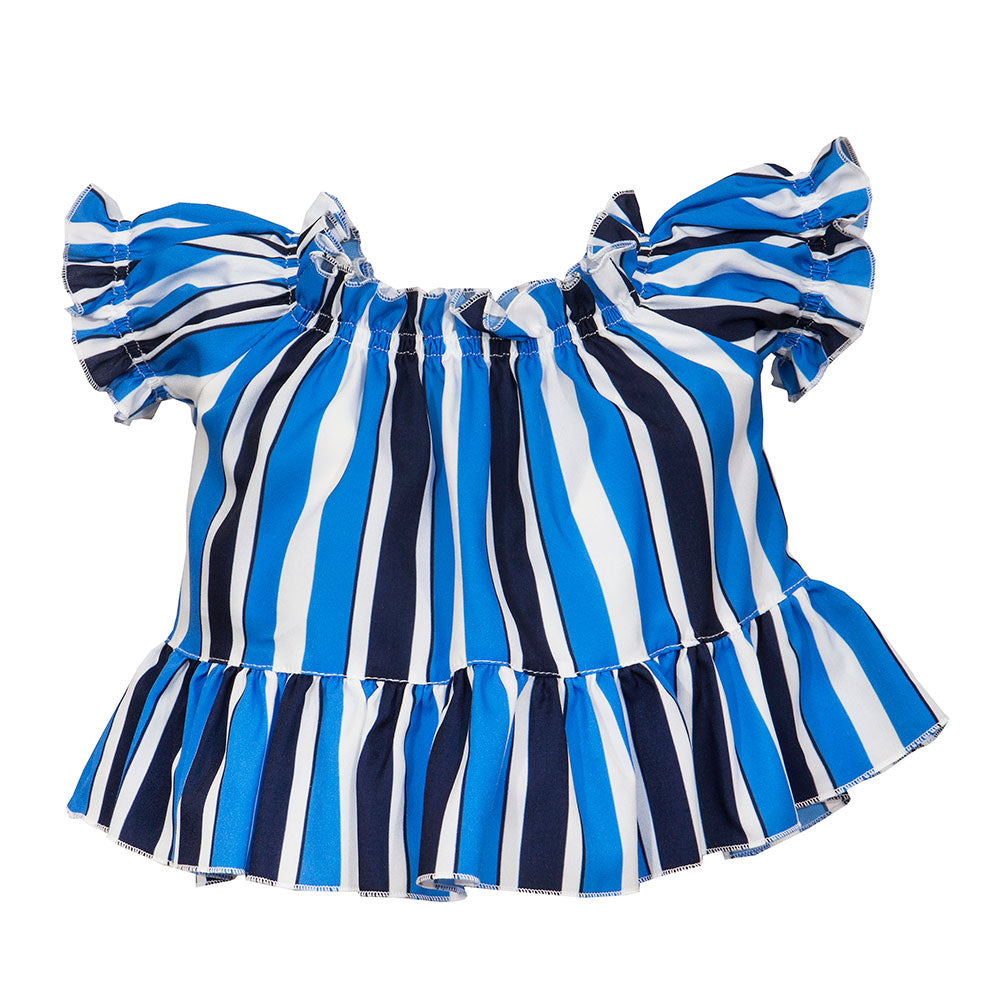 Top de la Ligne Vêtements Fille M&amp;B Fashion court avec motif à rayures,
  fronces sur l'encol...