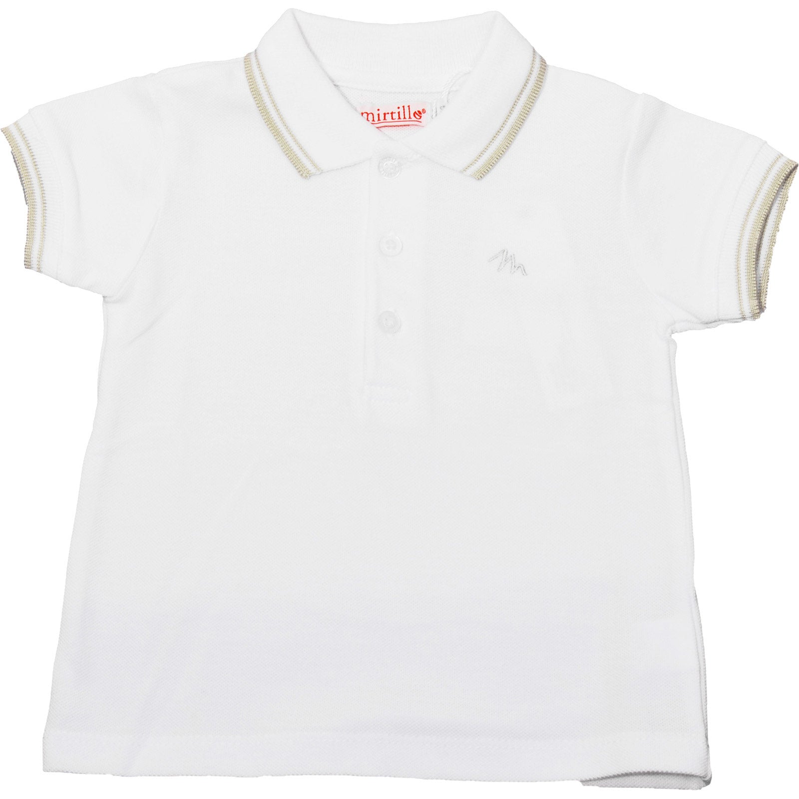 Polo en piqué de coton de la ligne de vêtements pour enfants Mirtillo, manches courtes, blanche a...