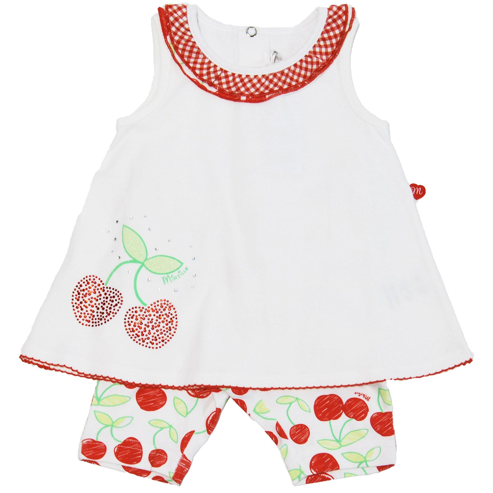 Completo 2 pezzi in jersey di cotone della linea abbigliamento bambina Mirtillo.
  Canotta con st...