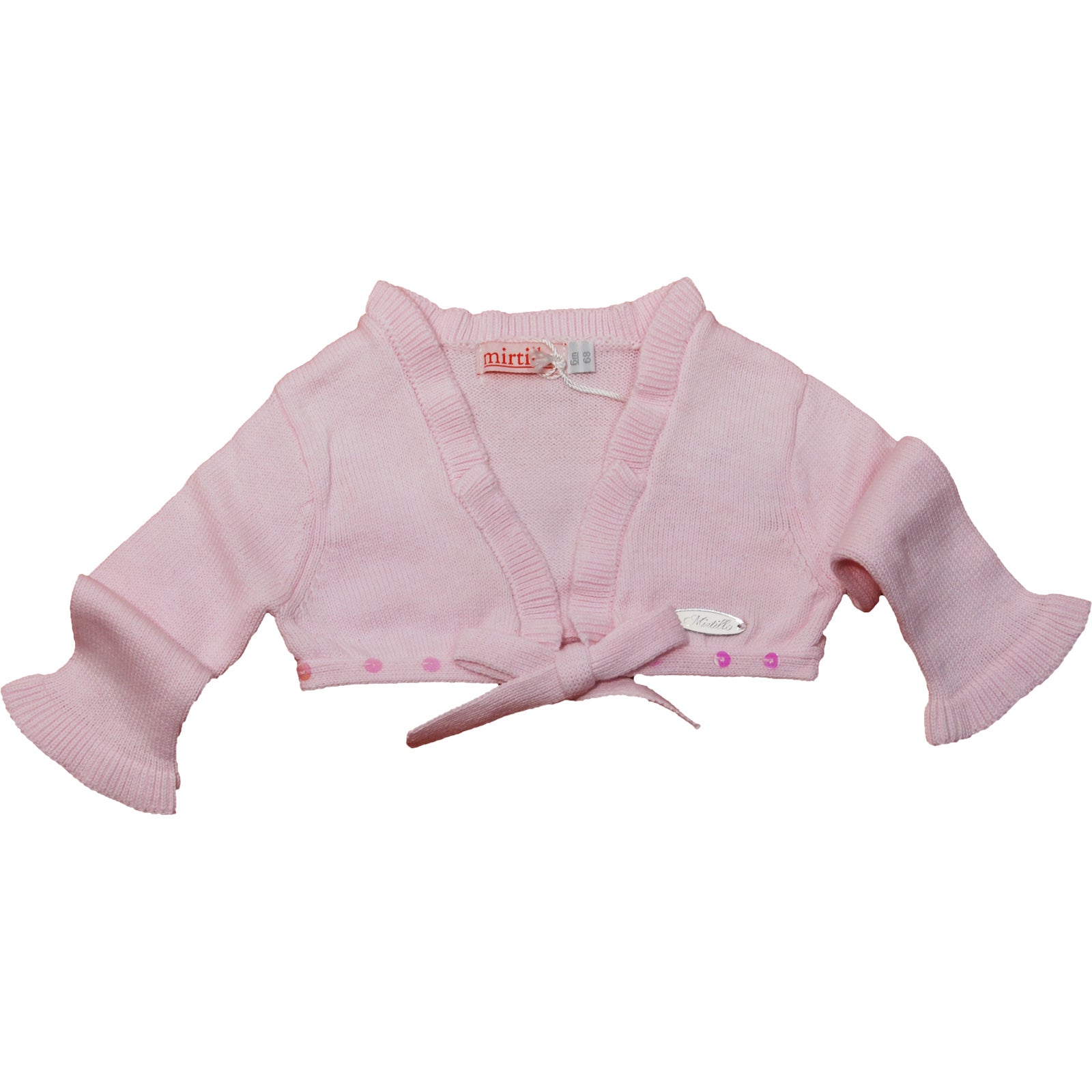 Coprispalle en tricot de la ligne de vêtements pour fille Mirtillo, avec un petit nœud à l'avant ...