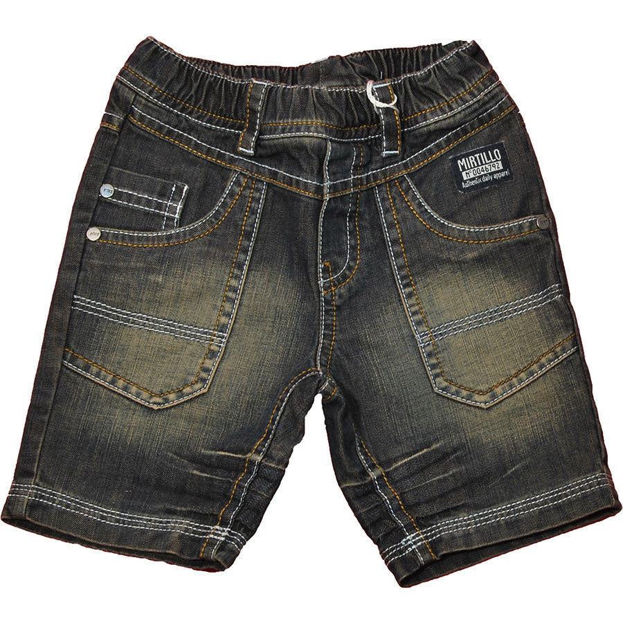 Bermuda à poche bouffantes de la ligne de vêtements pour enfants Mirtillo en denim, lavage foncé ...