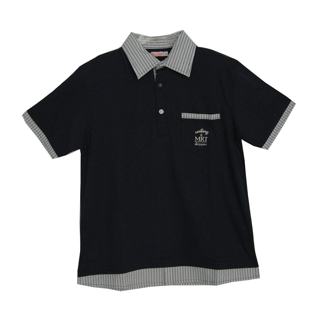 Polo de la ligne vêtements enfant Mirtillo. Uni avec col, manches, poche poitrine et bas à motif ...