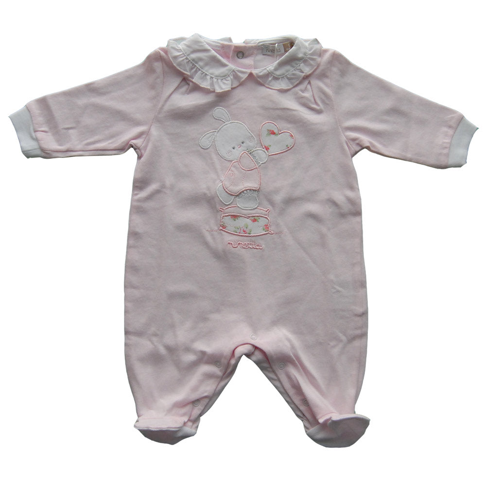 Combinaison avec pieds de la ligne de vêtements pour fille Ninetta. Uni avec application en tissu...