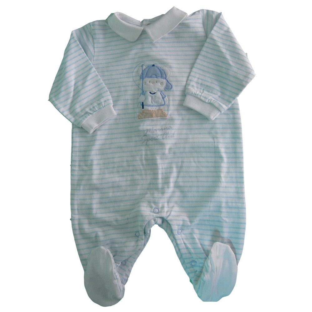 Combinaison avec pieds de la ligne vêtements enfant Ninetta. Motif à rayures avec une application...